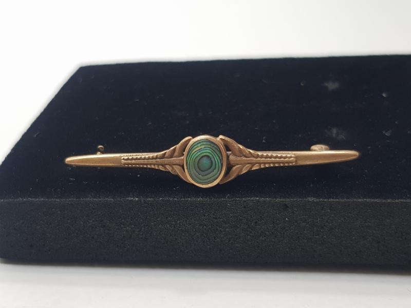 1900LERDEN DOĞAL TAŞLI ALTIN KAPLAMA BROŞ