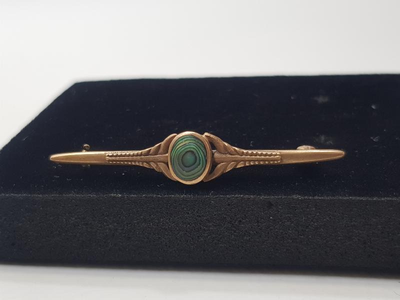 1900LERDEN DOĞAL TAŞLI ALTIN KAPLAMA BROŞ