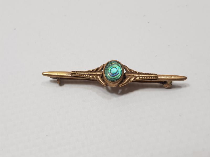 1900LERDEN DOĞAL TAŞLI ALTIN KAPLAMA BROŞ