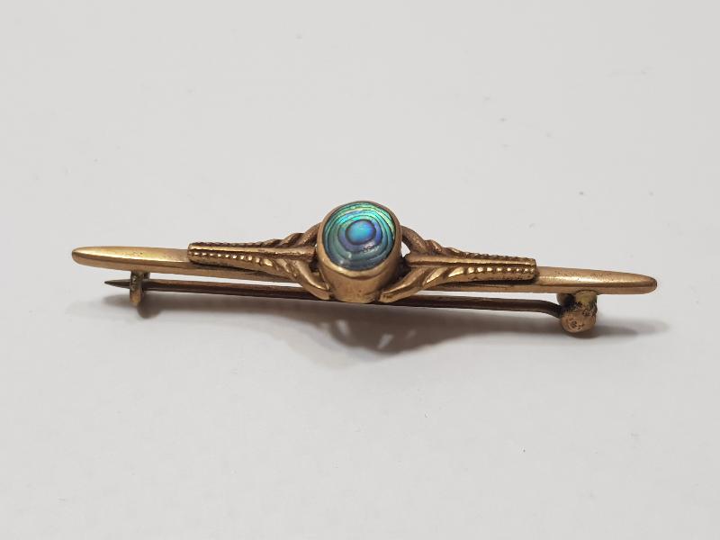 1900LERDEN DOĞAL TAŞLI ALTIN KAPLAMA BROŞ