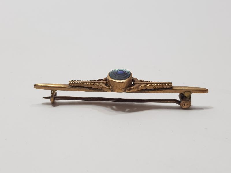 1900LERDEN DOĞAL TAŞLI ALTIN KAPLAMA BROŞ