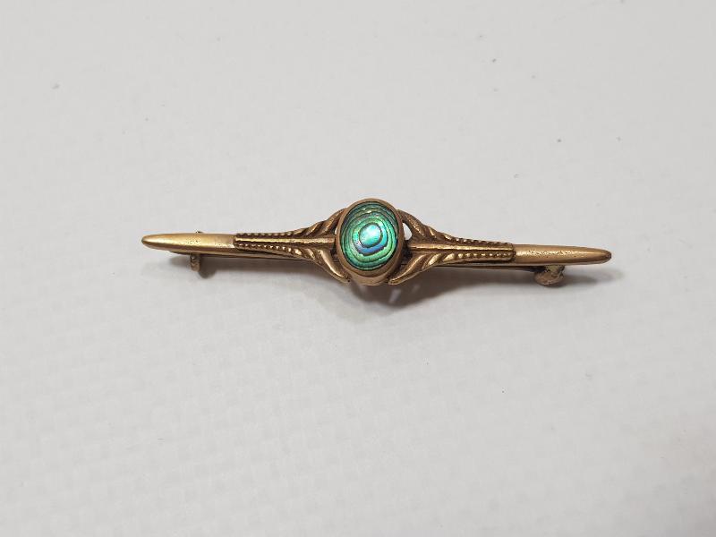 1900LERDEN DOĞAL TAŞLI ALTIN KAPLAMA BROŞ