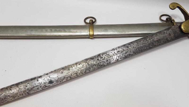 OSMANLI DÖNEMİ TOPÇU AMBLEMLİ ERMENİ USTA YAPIMI NADİR OSMANLI SUBAY KILICI