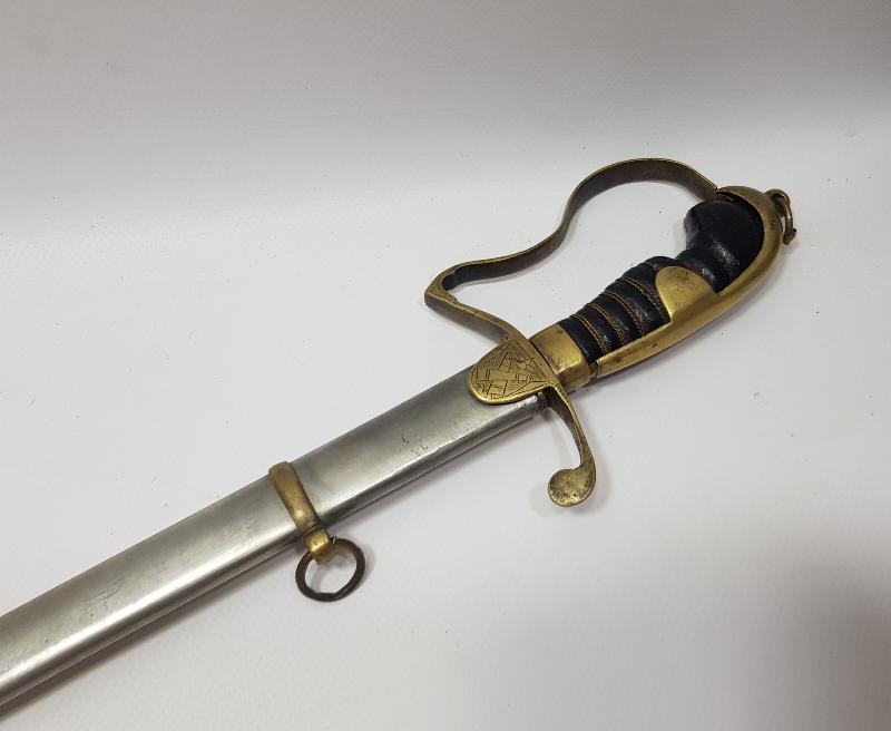 OSMANLI DÖNEMİ TOPÇU AMBLEMLİ ERMENİ USTA YAPIMI NADİR OSMANLI SUBAY KILICI