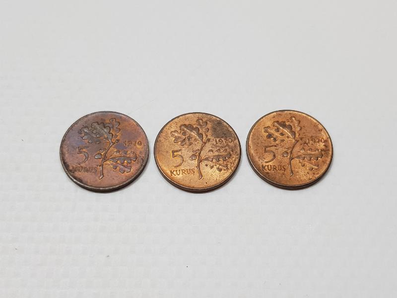 1970 TARİHLİ 3 ADET 5 KURUŞ