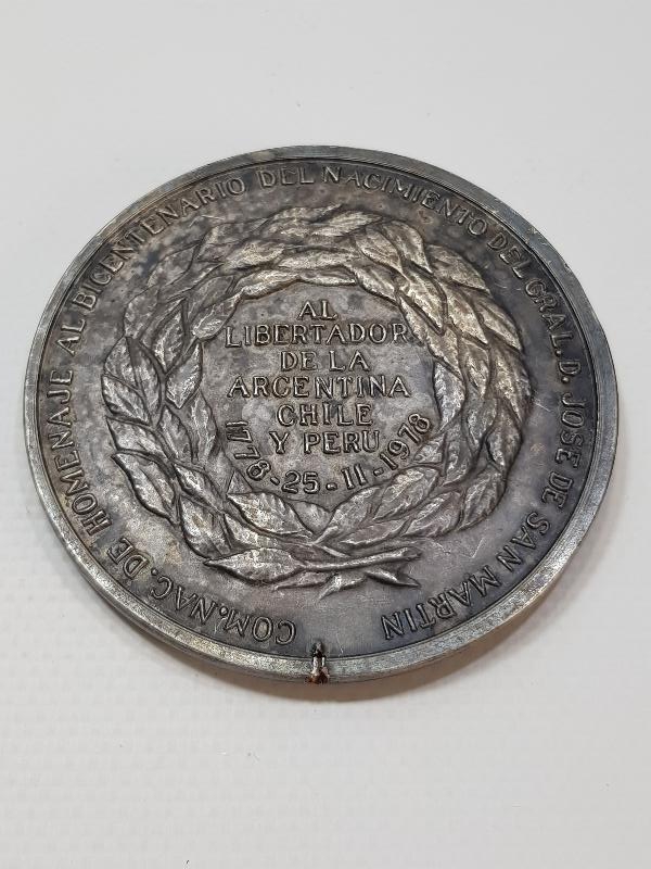 ARJANTİN - ŞİLİ VE PERU'NUN DEVRİMCİ LİDERİ JOSE DE SAN MARTİN TEMALI DEV BOY MADALYA