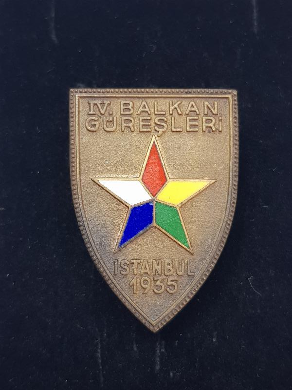 1935 İSTANBUL 4. BALKAN GÜREŞLERİ NADİR MADALYA ROZET