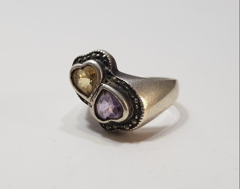 ÇİFT KALP FORMLU GÜMÜŞ YÜZÜK