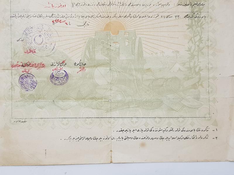 1. DÜNYA SAVAŞI DÖNEMİ SEFERBERLİK BELGESİ