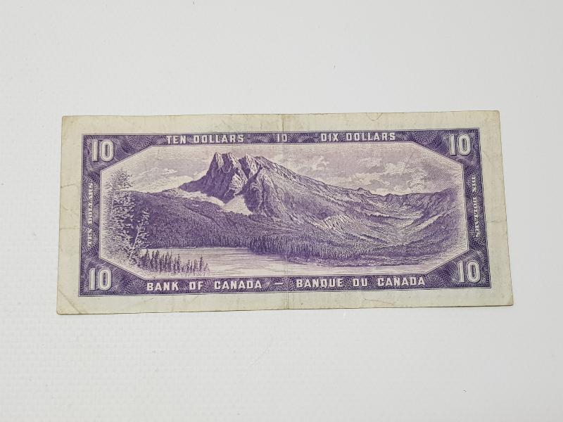 1954 TARİHLİ KRALİÇE ELİZABET RESİMLİ KANADA 10 DOLAR KAĞIT PARA