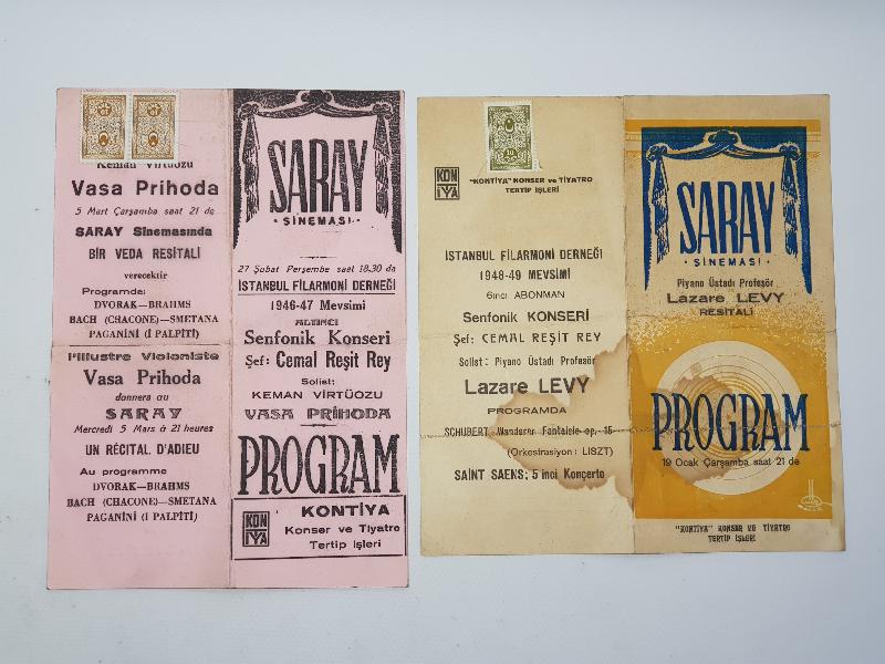 1940LARDAN CEMAL REŞİT REY SARAY SİNEMASI KONSER DAVETİYELERİ