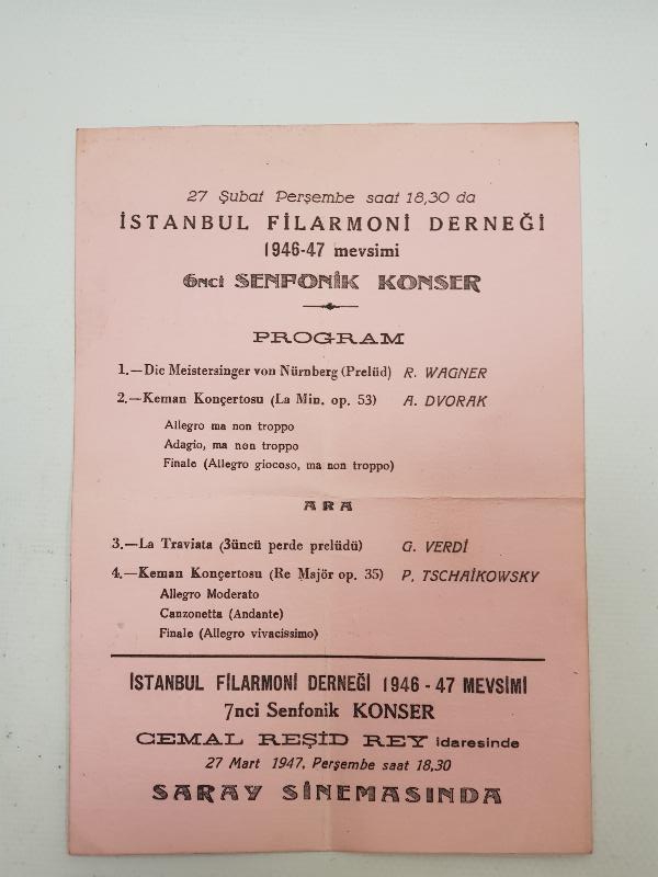 1940LARDAN CEMAL REŞİT REY SARAY SİNEMASI KONSER DAVETİYELERİ