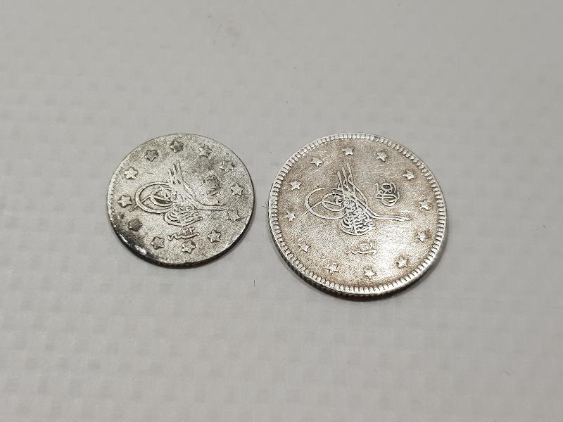 SULTAN ABDULHAMİT DÖNEMİ GÜMÜŞ 1 VE 2 KURUŞ