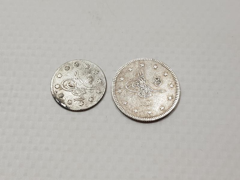SULTAN ABDULHAMİT DÖNEMİ GÜMÜŞ 1 VE 2 KURUŞ