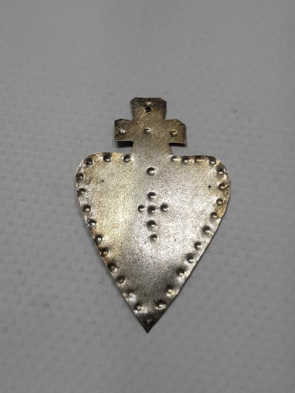 OSMANLI DÖNEMİ RUM İŞİ GÜMÜŞ KALP VE HAÇ FORMLU ADAKLIK