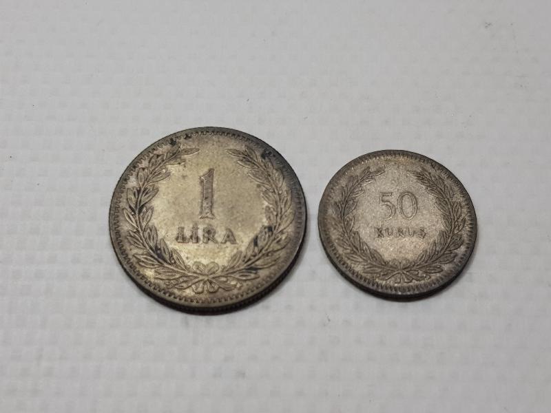 1947 TARİHLİ GÜMÜŞ 50 KURUŞ VE 1 LİRA