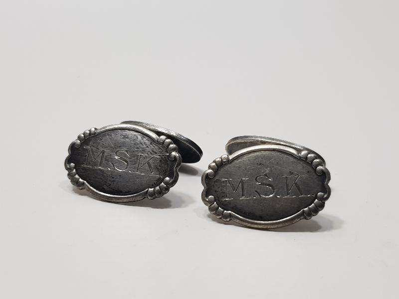 ANTİKA MSK İNSİYALLİ GÜMÜŞ KOL DÜĞMESİ
