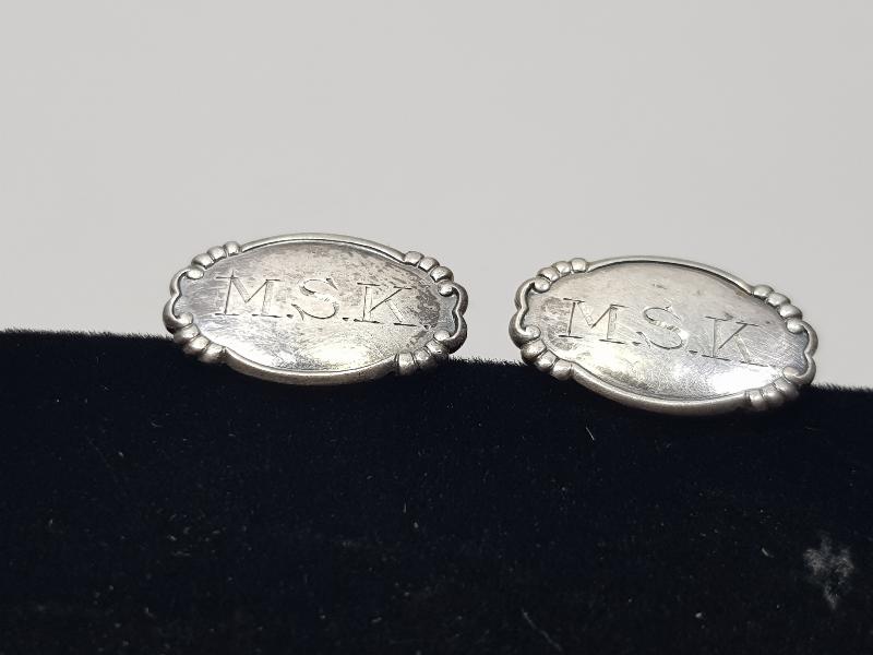 ANTİKA MSK İNSİYALLİ GÜMÜŞ KOL DÜĞMESİ