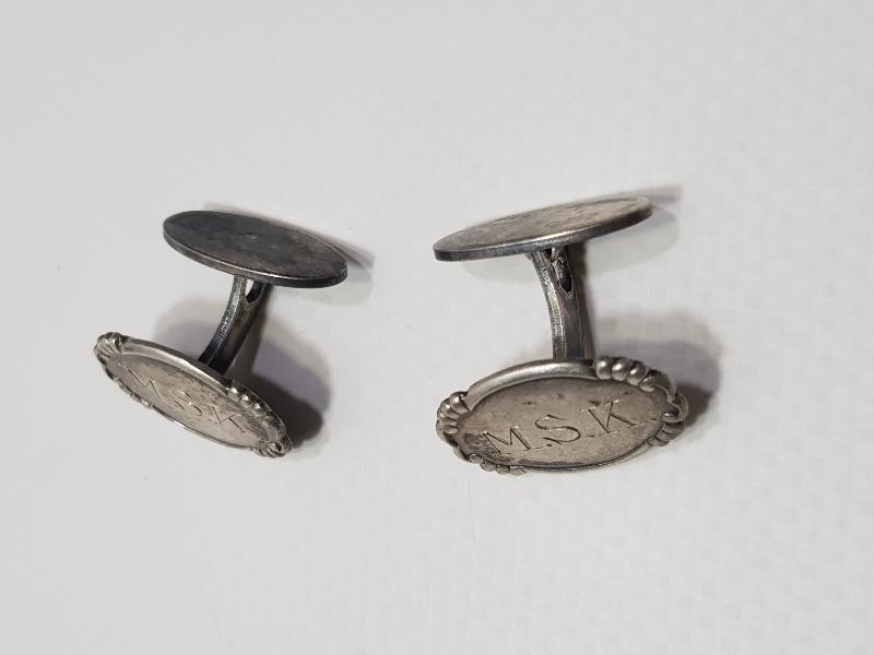 ANTİKA MSK İNSİYALLİ GÜMÜŞ KOL DÜĞMESİ