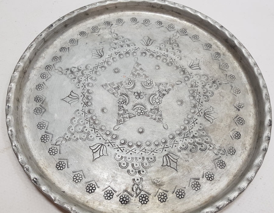 ÜZERİ USTA DAMGALI OSMANLI DÖNEMİ NADİR EDİRNE İŞİ KAHVE TEPSİSİ