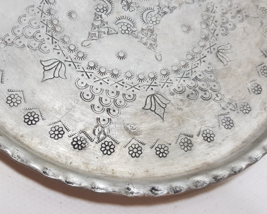 ÜZERİ USTA DAMGALI OSMANLI DÖNEMİ NADİR EDİRNE İŞİ KAHVE TEPSİSİ