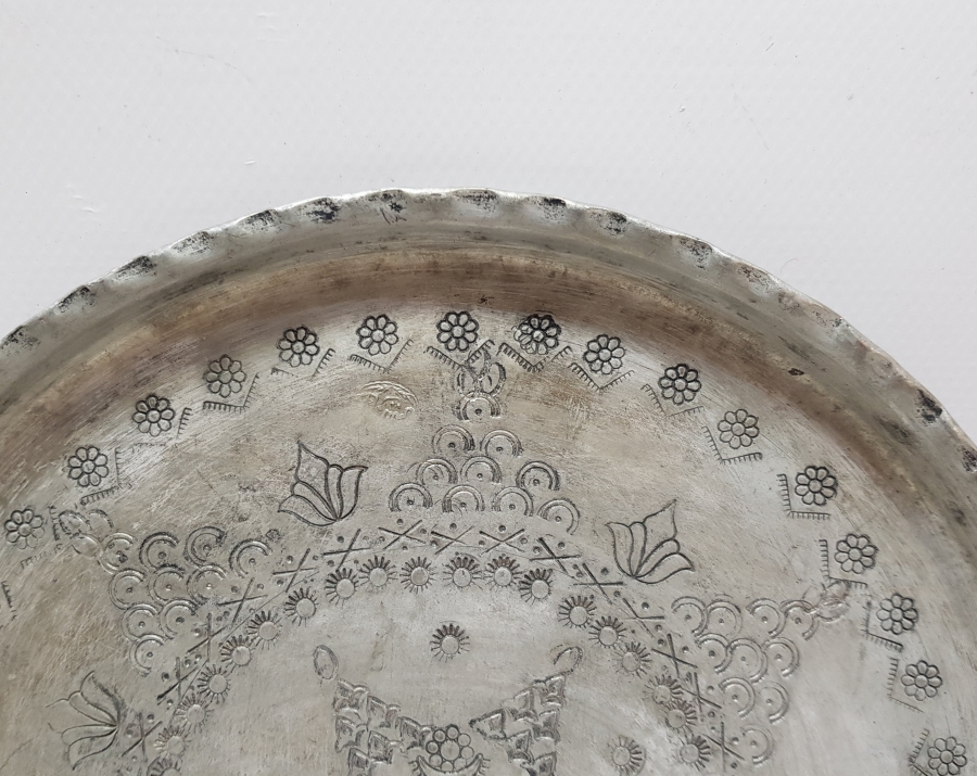 ÜZERİ USTA DAMGALI OSMANLI DÖNEMİ NADİR EDİRNE İŞİ KAHVE TEPSİSİ