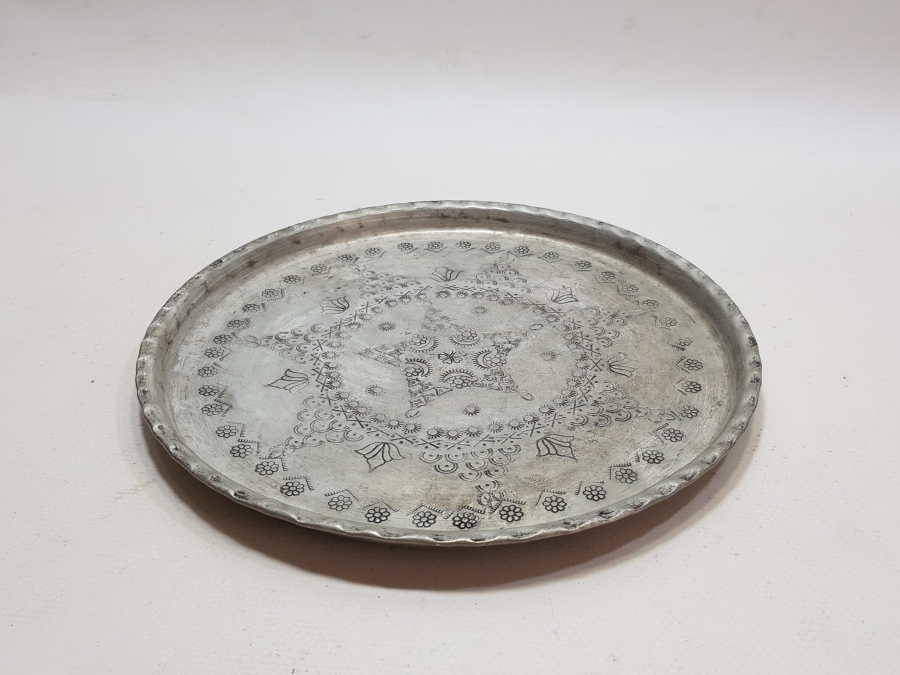 ÜZERİ USTA DAMGALI OSMANLI DÖNEMİ NADİR EDİRNE İŞİ KAHVE TEPSİSİ