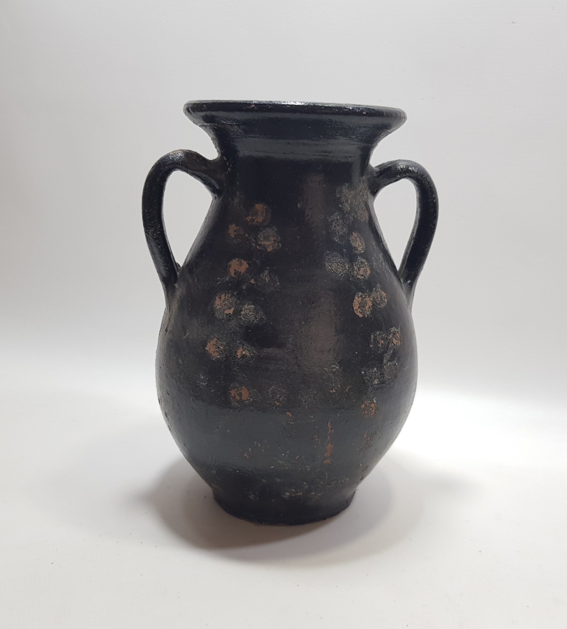 OSMANLI DÖNEMİ ÇANAKKALE İŞİ NADİR RENKTE SIRLI ÇİFT KULPLU BAL KÜPÜ