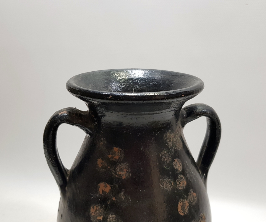 OSMANLI DÖNEMİ ÇANAKKALE İŞİ NADİR RENKTE SIRLI ÇİFT KULPLU BAL KÜPÜ