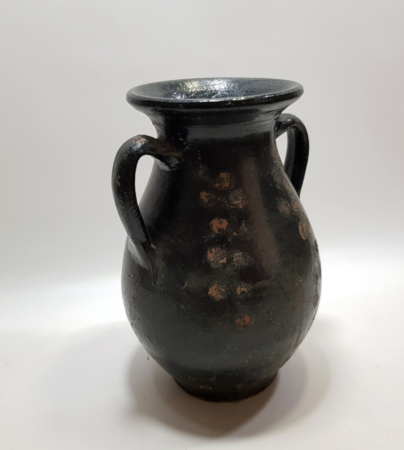 OSMANLI DÖNEMİ ÇANAKKALE İŞİ NADİR RENKTE SIRLI ÇİFT KULPLU BAL KÜPÜ