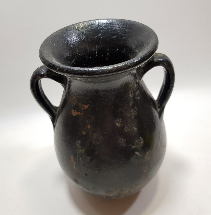 OSMANLI DÖNEMİ ÇANAKKALE İŞİ NADİR RENKTE SIRLI ÇİFT KULPLU BAL KÜPÜ