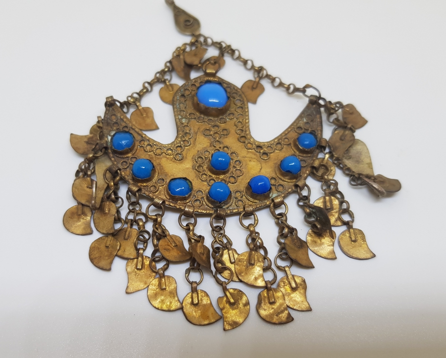 OSMANLI DÖNEMİ GÜHERZE İŞÇİLİKLİ VE ALTIN VERMEYLİ NADİR FORMDA EKSİKSİZ FES SÜSÜ