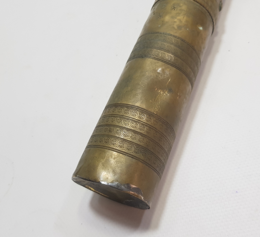 1920 TARİHLİ ÜZERİ RUMCA EMTİNA- İZMİR YAZILI ÇOK NADİR USTA DAMGALI KAHVE DEĞİRMENİ