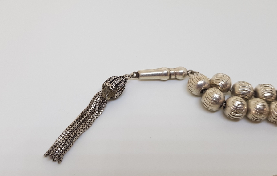 ÖZEL YAPIM KARPUZ DİLİMİ MODELİ BÜYÜK BOY GÜMÜŞ TESPİH