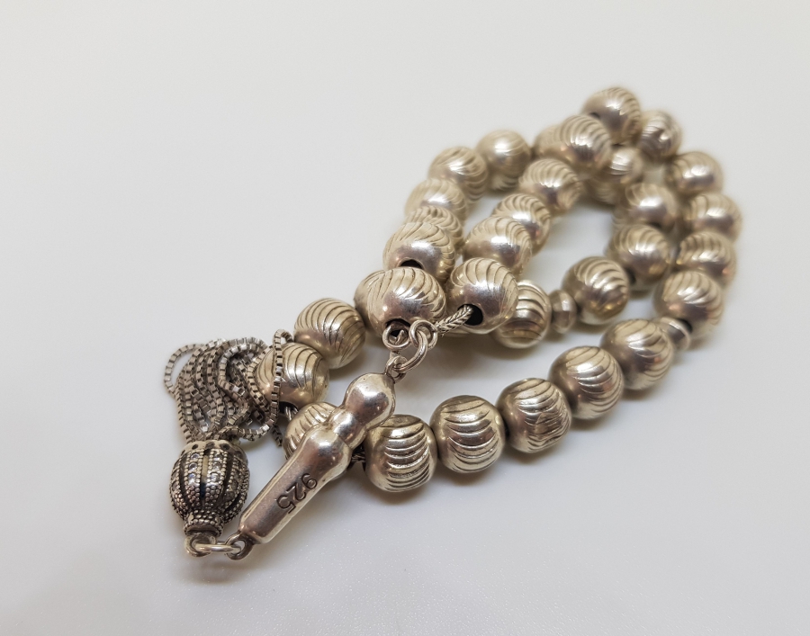 ÖZEL YAPIM KARPUZ DİLİMİ MODELİ BÜYÜK BOY GÜMÜŞ TESPİH