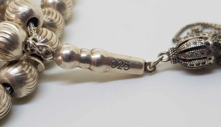 ÖZEL YAPIM KARPUZ DİLİMİ MODELİ BÜYÜK BOY GÜMÜŞ TESPİH