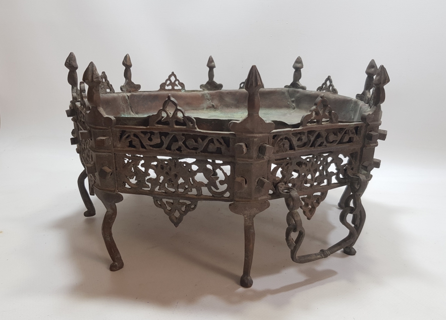 OSMANLI DÖNEMİ BRONZDAN MAMUL ÇOK NADİR KAHVE - KESTANE MANGALI