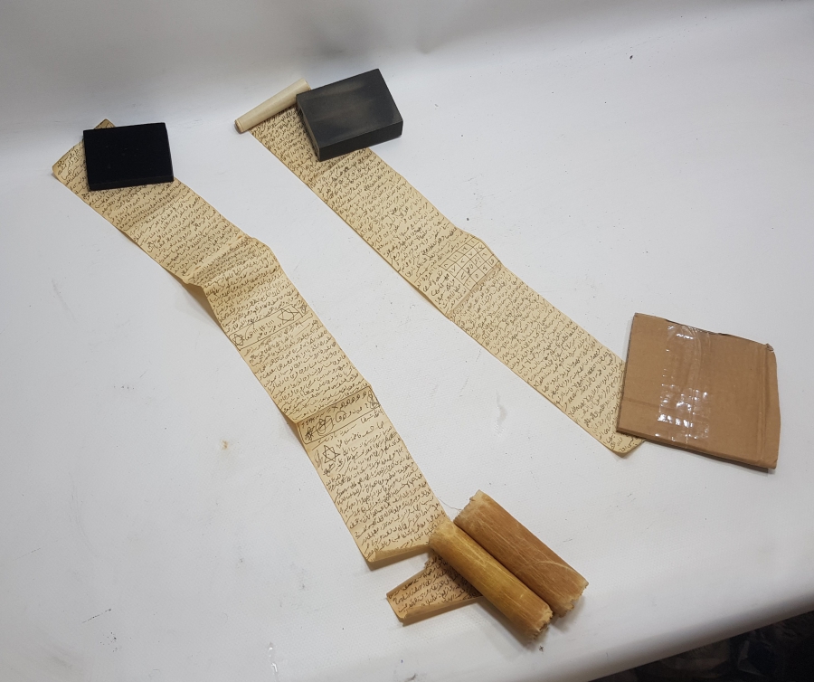 ORİJİNAL BALMUMUYLA ÜZERİ EBCED VE DUALARLA DOLU ASKER HAMAYILI