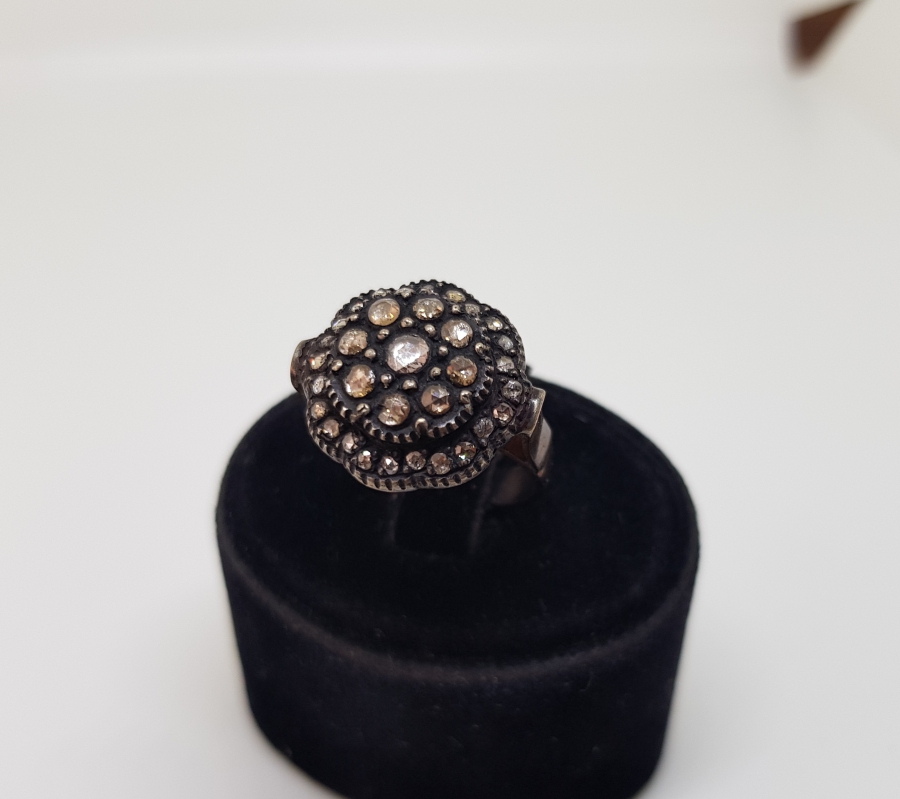 ÖZEL YAPIM ANTİKA DİVANHANE ÇİVİSİ MODELİ ELMAS TAŞLI YÜZÜK