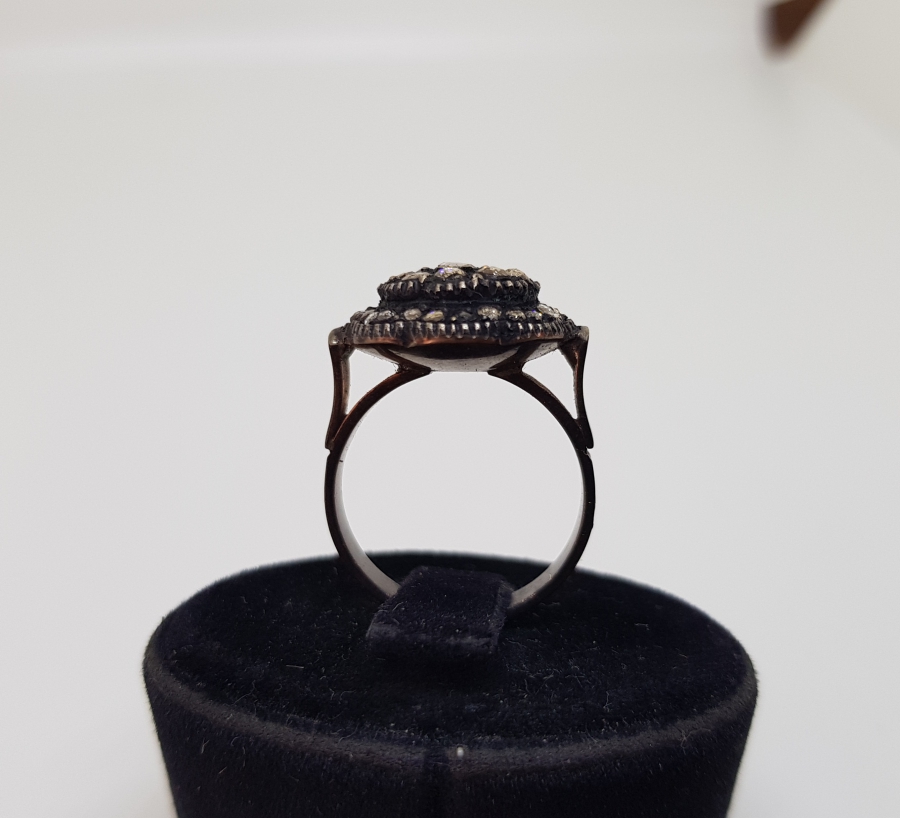 ÖZEL YAPIM ANTİKA DİVANHANE ÇİVİSİ MODELİ ELMAS TAŞLI YÜZÜK