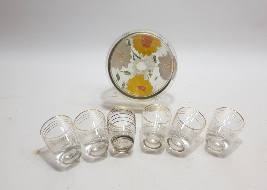 ALTIN VARAKLI VE EL BOYAMA ANTİKA CAM LİKÖR TAKIMI