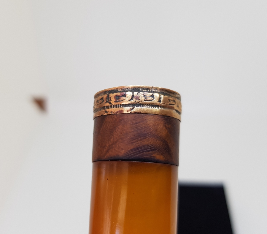 OSMANLI DÖNEMİ ALTIN UÇLU SIKMA KEHRİBAR SİGARA AĞIZLIĞI