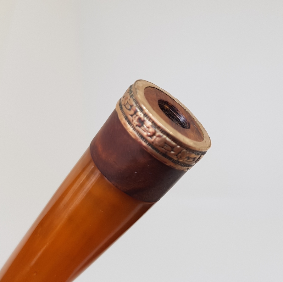 OSMANLI DÖNEMİ ALTIN UÇLU SIKMA KEHRİBAR SİGARA AĞIZLIĞI