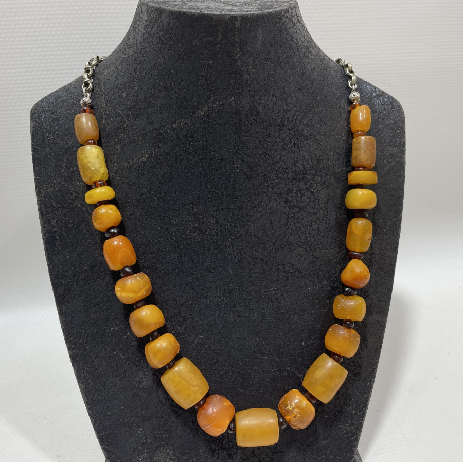 AŞIK ZİNCİRİYLE ERKEN DÖNEM OSMANLI DAMLA KEHRİBAR GERDANLIK