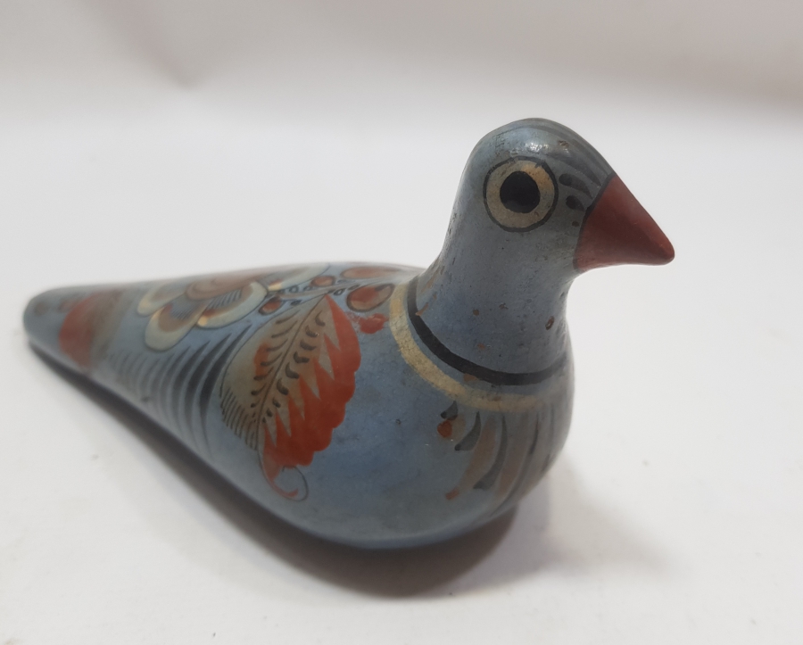 GÜNEY AMERİKA YAPIMI EL BOYAMA ANTİKA TOPRAK KUŞ FİGÜRÜ