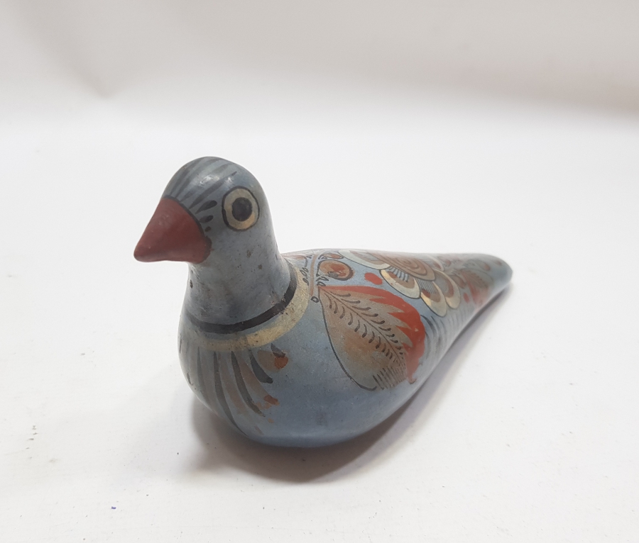 GÜNEY AMERİKA YAPIMI EL BOYAMA ANTİKA TOPRAK KUŞ FİGÜRÜ