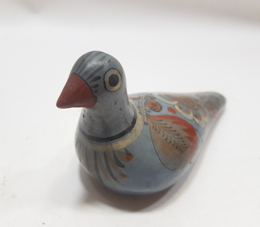 GÜNEY AMERİKA YAPIMI EL BOYAMA ANTİKA TOPRAK KUŞ FİGÜRÜ