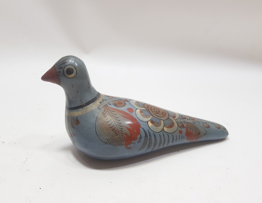 GÜNEY AMERİKA YAPIMI EL BOYAMA ANTİKA TOPRAK KUŞ FİGÜRÜ