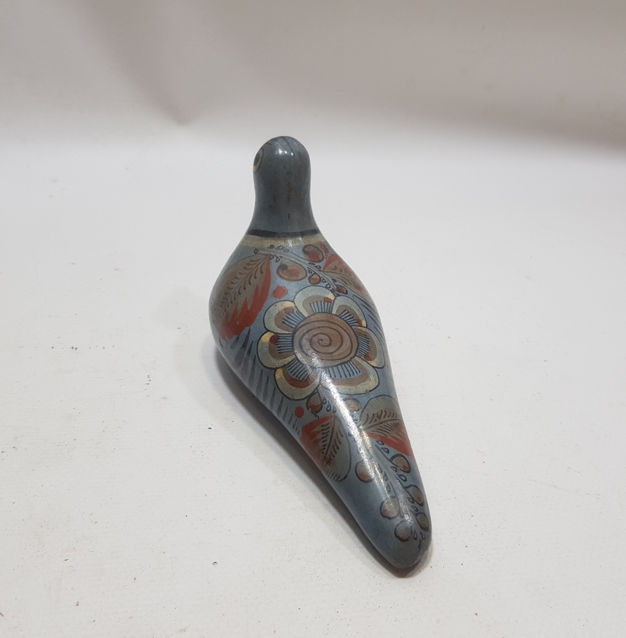 GÜNEY AMERİKA YAPIMI EL BOYAMA ANTİKA TOPRAK KUŞ FİGÜRÜ