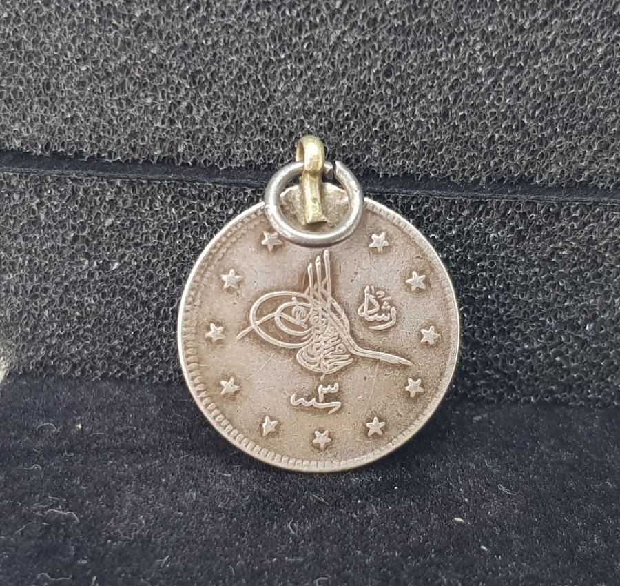 MEHMET REŞAT HAN DÖNEMİ KOLYEYE ÇEVRİLMİŞ GÜMÜŞ 2 KURUŞ